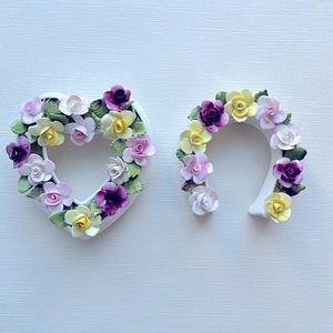 Set of 2 Vintage Coalport Fine Bone China Bouquet of Flowers- some chips